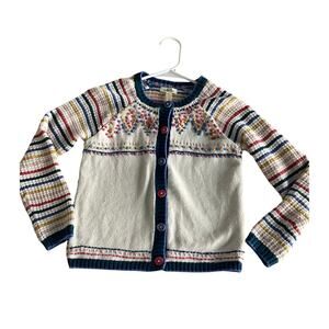 Matilda jane girls multicolor striped cardigan embroidered bohemian size 8
